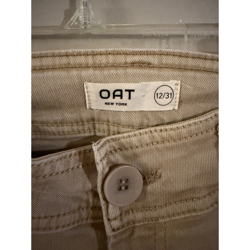 OAT New York Womens High Rise Wide Leg Raw Hem Pants Tan Khaki Size 12/31 - Picture 2 of 10